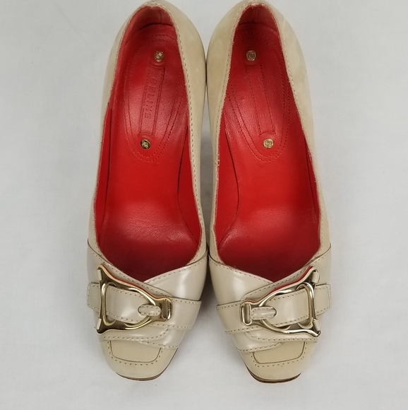 Celine Nude Leather Block Heels Pumps size 37 - Picture 4 of 11